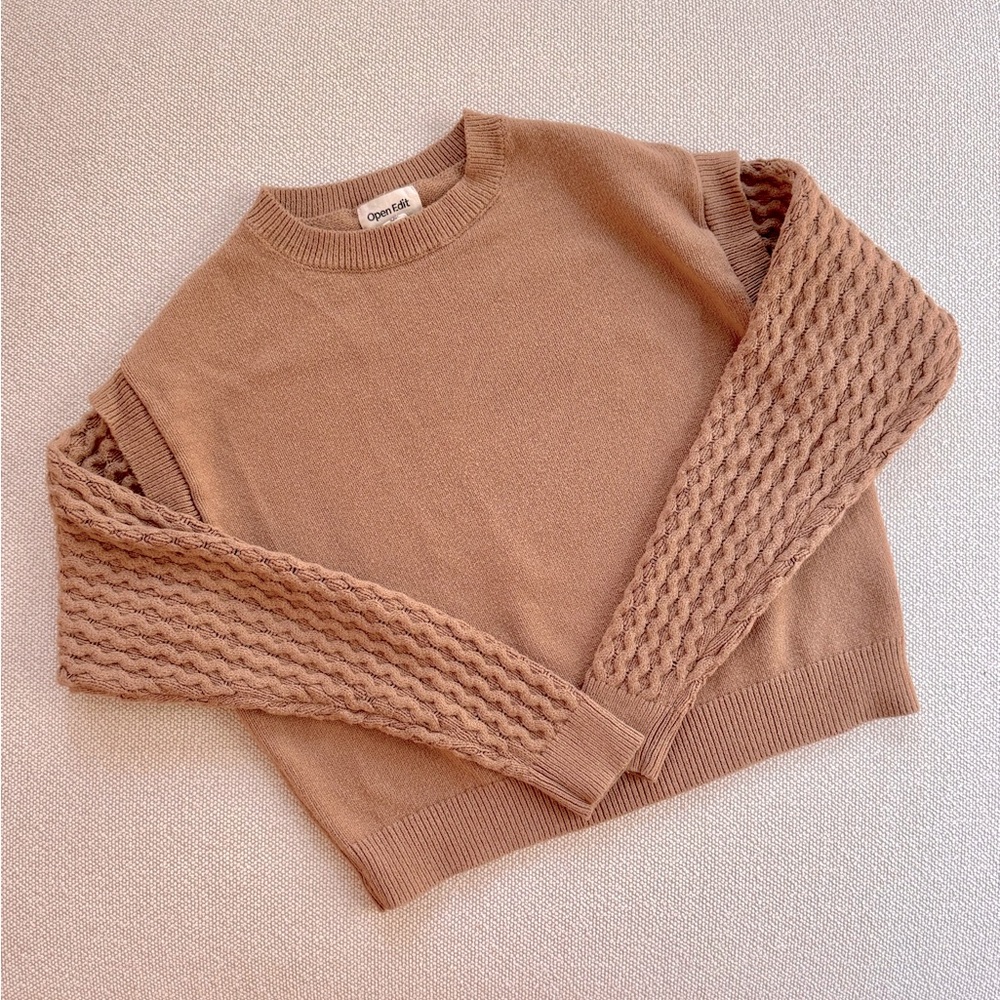 🌾Open Edit Sweater Textured Sleeves XXS